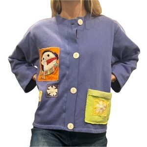 Women's Artsy Winter Cardigan Fleece Small